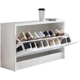 KADIMA DESIGN Schuhkipper 80 x 47 x 24 cm mit Ablage und 1 Fach aus Holz in Weiß