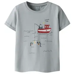 name it T-Shirt Navy Pearl Blue Lunch time, 98