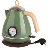 1,7-liter-retro-wasserkocher In Holzoptik – Trockengehschutz, Temperaturanzeige, Eu-stecker 220–240 V, Grün
