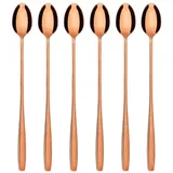 Gräwe Latte Macchiato Löffel Set, rotgold, 6-teilig, lange Löffel für Cocktails & Desserts, Edelstahl, Serie Königstein