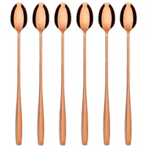 Gräwe Latte Macchiato Löffel Set, rotgold, 6-teilig, lange Löffel für Cocktails & Desserts, Edelstahl, Serie Königstein