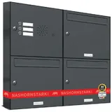 AL Briefkastensysteme 3er Briefkasten Anlage Aufputz - Wandmontage RAL 7016 Anthrazit Klingel