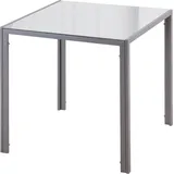 Grauer quadratischer Küchentisch mit Glasplatte, kompaktes Design - Grau