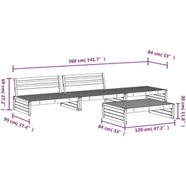 vidaXL 4-tlg. Garten-Lounge-Set Grau Massivholz Kiefer