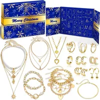 LuxusKollektion Adventskalender Schmuck 2024 Frauen Mädchen Weihnachtskalender 24 Stile Schmucke