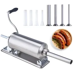 VEVOR Manueller Wurstfüller 2,5L Horizontale Wurstmaschine Edelstahl Horizontal