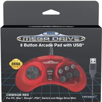 retro-bit Sega Mega Drive USB Controller Crimson Red für PC / Mac / Nintendo Switch