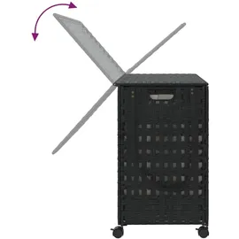 vidaXL Wäschekorb mit Rollen Schwarz 66x35x60 cm Rattan