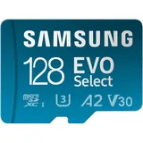 Samsung EVO Select (2024) microSD-Karte + SD-Adapter, 128 GB, Speicherkarte für Smartphone und Tablet, UHS-I U3, 4K UHD, Full HD, 160 MB/s Lesen, MB-ME128SA/EU