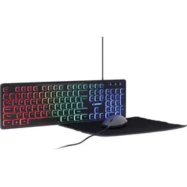 Gembird KBS-UML-01, Kabelgebunden, USB, QWERTY, LED, Schwarz, Maus enthalten - Schwarz