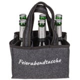 Out of the Blue Flaschentasche Bierträger Flaschenträger für 6 Flaschen Feierabendtasche, Grau