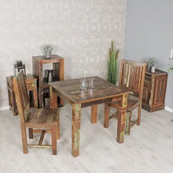 KADIMA DESIGN Esstisch DIANA: Landhaus-Stil, Massivholz, 80x80 cm, rustikal, stabil, pflegeleicht.