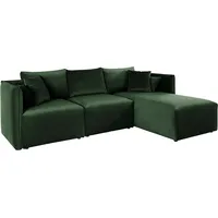Ecksofa ANDAS "Nöre L-Form", grün (dunkelgrün), B:262cm H:74cm T:172cm, Samtoptik (100% Polyester), Struktur (100% Polypropylene), Webstoff (100% Polyester), Struktur fein (100% Polyester), Luxus-Microfaser Lederoptik (100% Polyester), Baumwoll-/Leinenmix (60% Baumwolle/40% Leinen), Sofas, 3 Teile, in vielen Bezugsqualitäten und Farben. S. auch "Nöre"