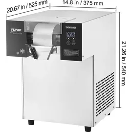 Vevor Kommerzielle Schneeflocken-Eismaschine Schneeeisbereiter, 180kg/Tag Schneeflocken-Eismaschine, Edelstahl-Eisrasierer, elektrischer Schneekegel-Maker, Luftkühlsystem mit Touch-Screen