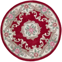 Wollteppich FLAIR RUGS "Aubusson", rot, H:10mm Ø:120cm, Wolle, Teppiche