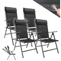 garmio Gartenstuhl Florenz 4er Set 7-fach verstellbar  schwarz