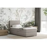 panda möbel gmbh Boxspringbett Everest, 90x200 mit Bettkasten und Topper, - beige