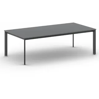 Konferenztisch, Besprechungstisch PRIMO INVITATION 2400 x 1200 mm, schwarzes Fußgestell, Graphit