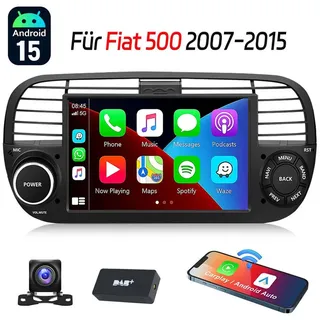 ESSGOO DAB+ Für 2007-15 Fiat 500 7" Android15 Carplay GPS RDS NAVI 4+64GB Autoradio (FM, RDS, 4+64GB(optional), DAB+ (optional), DAB (optional), Touchscreen GPS Navi Apple Carplay & Android Auto) schwarz