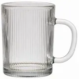 Zoha Glas 2er Set Riffle Cup Henkelglas - 360 ml Kaffeeglas, Glas, Hitzebeständig Latte Macchiato Glas Eiskaffeegläser