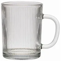 Zoha Glas 2er Set Riffle Cup Henkelglas - 360 ml Kaffeeglas, Glas, Hitzebeständig Latte Macchiato Glas Eiskaffeegläser