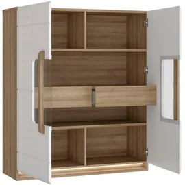 Forte Highboard 119,9 x 139,6 x 41,5 cm Beige / Weiß