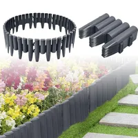 ACXIN Rasenkante Kunststoff 8,4m – Beeteinfassung in Holzoptik aus Kunststoff, Palisade Beetumrandung, Mähkante Gartenzaun, wetterfest & dekorativ, 1 Element 28x24x1 cm, Anthrazit