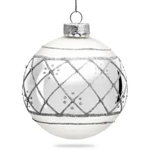 SIKORA Highlights 4er Set Christbaumkugeln besondere Weihnachtskugel Christbaumschmuck aus Glas Silber, Farbe | Modell:Modell Wien Silber, Höhe in cm:8 cm