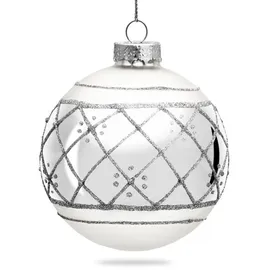 SIKORA Highlights 4er Set Christbaumkugeln besondere Weihnachtskugel Christbaumschmuck aus Glas Silber, Farbe | Modell:Modell Wien Silber, Höhe in cm:8 cm