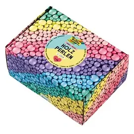 Folia Holzperlen Jumbo Pastel 1 kg Bastelperlen Ø 1-1,8 cm
