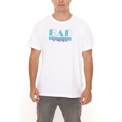 BAD+MAD Miami Tee Herren Sommer-Shirt mit großem Marken-Print Baumwoll-T-Shirt BMTR001 Weiß