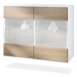 Vladon Bari 92,5 x 73,5 x 35 cm Weiß matt / Eiche sägerau