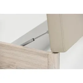 Forte Schlafzimmer-Set »Rondino, Bett + 2 Nachttische+ LED, gepolstertes Kunstleder Kopfteil« Liegefläche 180x200cm, Gesamtmaße ca. 285 x 91.7 x 209cm, Hochglanz mit Sandeiche, wahlweise mit Bettbank