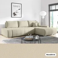 Ecksofa Eckcouch Bonari L Form Sofa mit Schlaffunktion Bettkästen Couch Sofagarnitur - Monolith 02