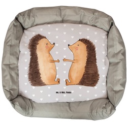 Mr. & Mrs. Panda Tierbett Igel Liebe - Grau Pastell - Geschenk, Hundebett, Hundebettchen, Verlo, Kuschelig und robust grau