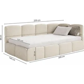 Selsey Cloudy – Einzelbett 120x200, Kopfteil links, Matratze & Bettkasten, Samt Schwarz