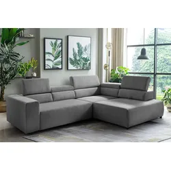 Ecksofa EXXPO - SOFA FASHION "VITTORIO", grau, B:308cm H:73cm T:203cm, Sofas, inkl. Kopfteil- und Sitztiefenverstellung, wahlweise mit Bettfunktion