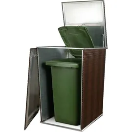 Dynamic24 Polyrattan Mülltonnenbox Aufbewahrung Mülltonne Mülltonnenverkleidung Müllbox, Farbe:Grau