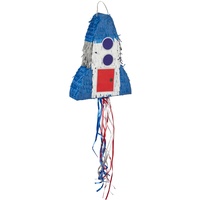Relaxdays Raketen Pinata, zum Aufhängen, Kinder, Mädchen & Jungs, Geburtstag, Piñata zum selbst Befüllen, Weltraum, bunt, 1 Stück