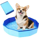 Faltbar Hundepool,Hundepool für KleineHunde,Hundeschwimmbecken,PVC Hundepool,Schwimmbad Für Hund,rutschfest Planschbecken für Hunde,Schwimmbecken für Hund,Kinderschwimmbad,50x10cm,blau,1 Stück