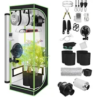 ISOISL Growzelt Komplettset 60x60x140cm mit 100W LED Grow Lampe, Belüftungssystem mit Aktivkohlefilter, Indoor Pflanzenzelt