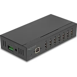 DeLock Industrie Hub 7 x USB 2.0 Typ-A mit 15 kV ESD Schutz und 60687 - Schwarz