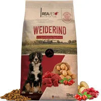 REAVET Natur Hundefutter Trocken Rind 12kg – 100% Natürlich Trockenfutter Hund, Getreidefrei für Allergiker, Hunde Trockenfutter, Natur ohne Ch...