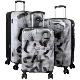 warenhandel könig Revona Koffer-Set 3-tlg. schwarz/grau