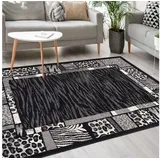 Mazovia Designteppich Modern Teppich Kurzflor Wohnzimmerteppich Robust und pflegeleicht GRAU, 160 x 230 cm, Fußbodenheizung,Allergiker geeignet,Farbecht,Pflegeleicht,Geometrisch grau|schwarz 160 x 230 cm