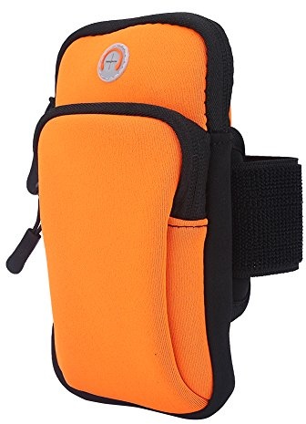 Arm-Tasche, wasserdichte Neopren-Arm-Handgelenk-Tasche zum Laufen, Joggen, Trainieren, Arm-Tasche, Zubehör(Orange)
