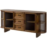 MASSIVMOEBEL24.DE Sideboard Akazie 175x40x80 natur lackiert MADRID #55 - 2 Jahre Gewährleistung - mind. 14 Tage Rückgaberecht - Beige