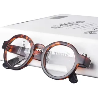 QSPNVFB Vintage Professor Lesebrillen, +2.0 Red Dicker Vollrahmen Brille Für Damen Herren, Runder Übergroße Nerd Lesehilfe (Grau Schwarz )(Amber,+3.5)