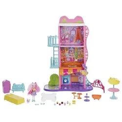 MATTEL HHC18 Enchantimals Stadthaus & Café Spielset mit Puppe & Tierfreund, Zubehör