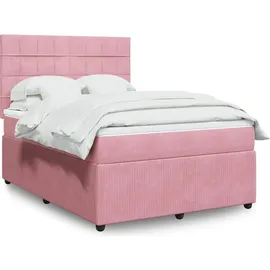 vidaXL Boxspringbett mit Matratze Rosa 140x200 cm Samt